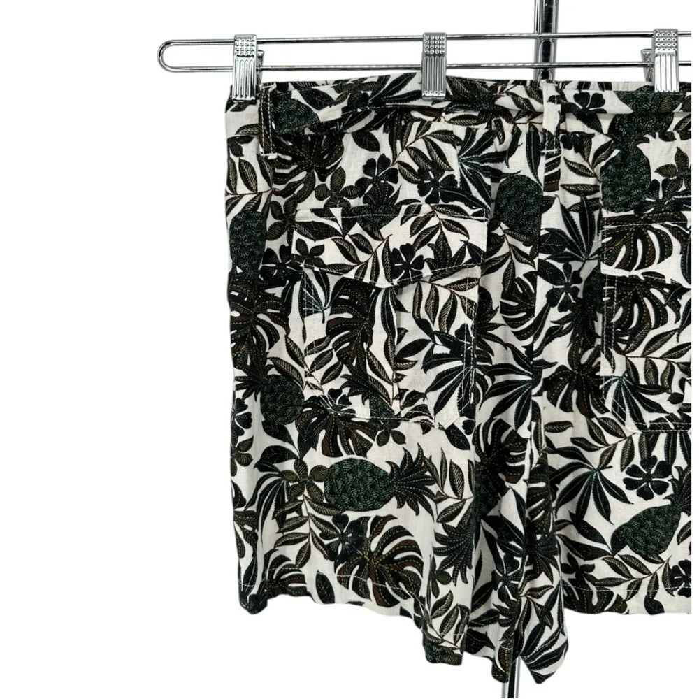 a.n.a. Linen Blend Womens High Rise Pull-On Shorts Belted Palm Print Petite XL - Image 7