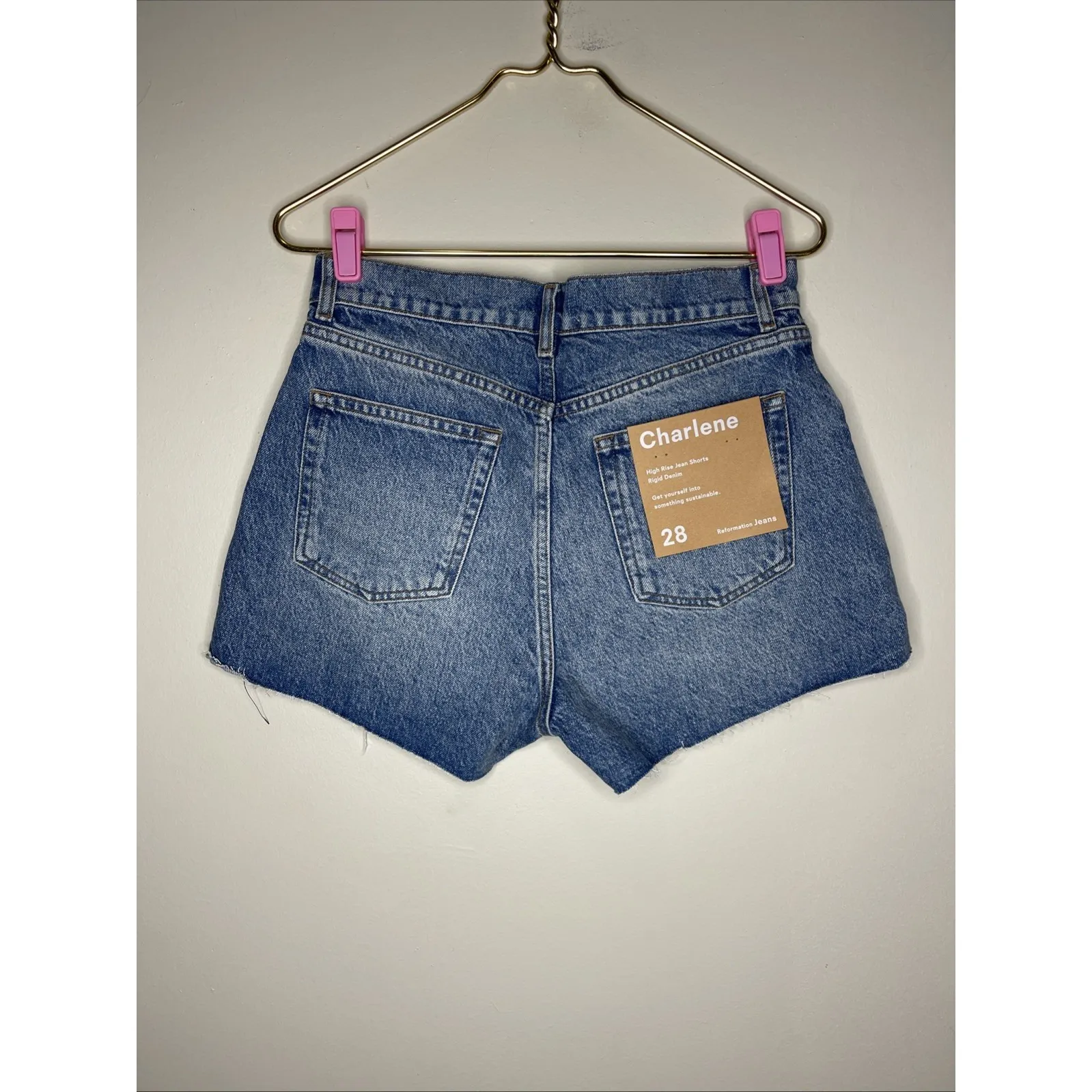 New‎ Reformation Charlene High Rise Jean Shorts in Colorado Sz 28 - Image 7