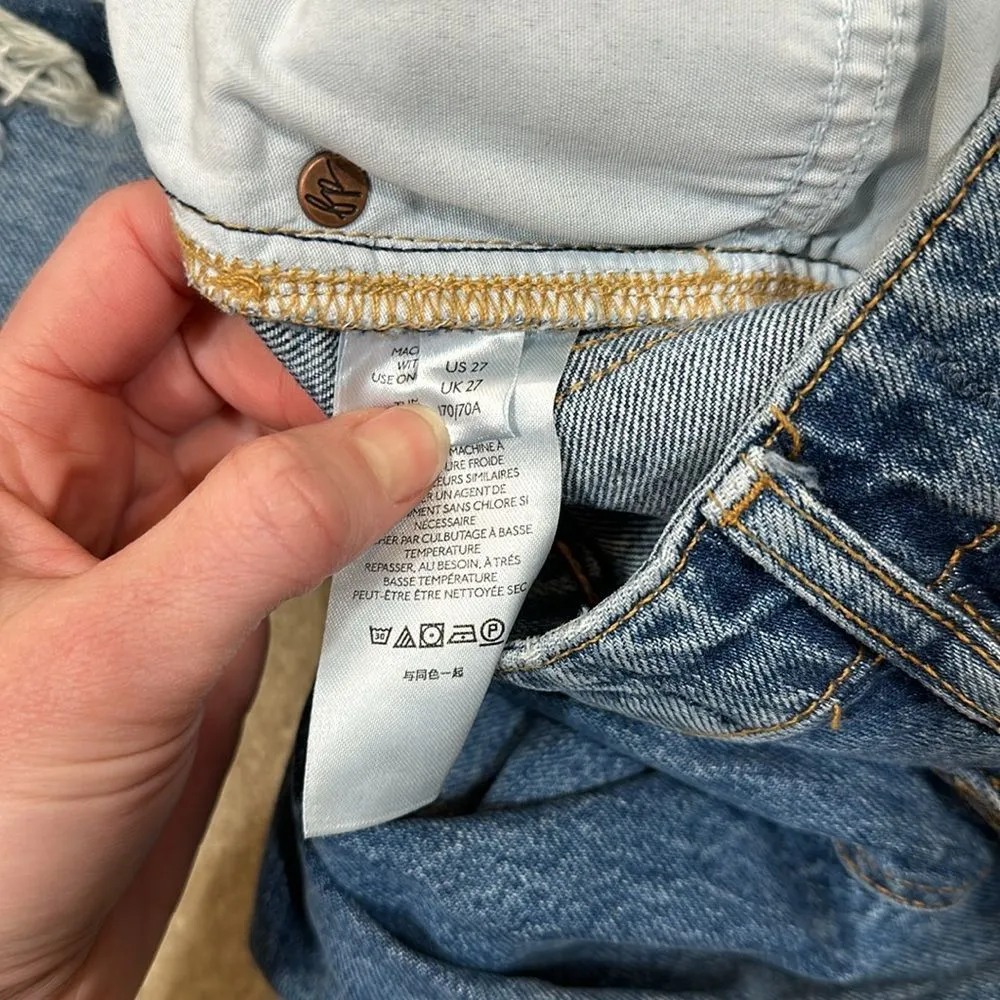 We the Free Boyfriend Distressed Ripped High Rise 100% Cotton Women Jean Size 27 - Image 7