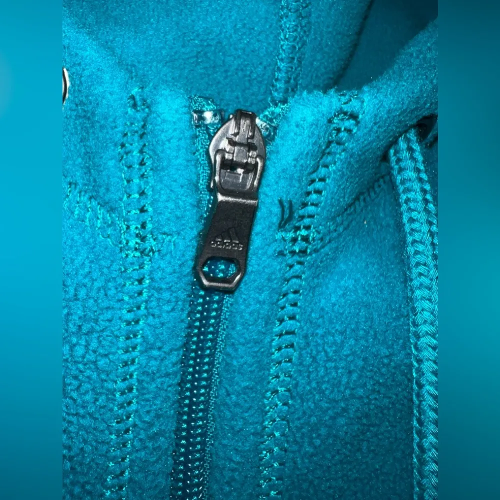 Fleece Climawarm Hoodie w Full Zip Drawstring Hood Women’s Lg Teal Blue - Image 6