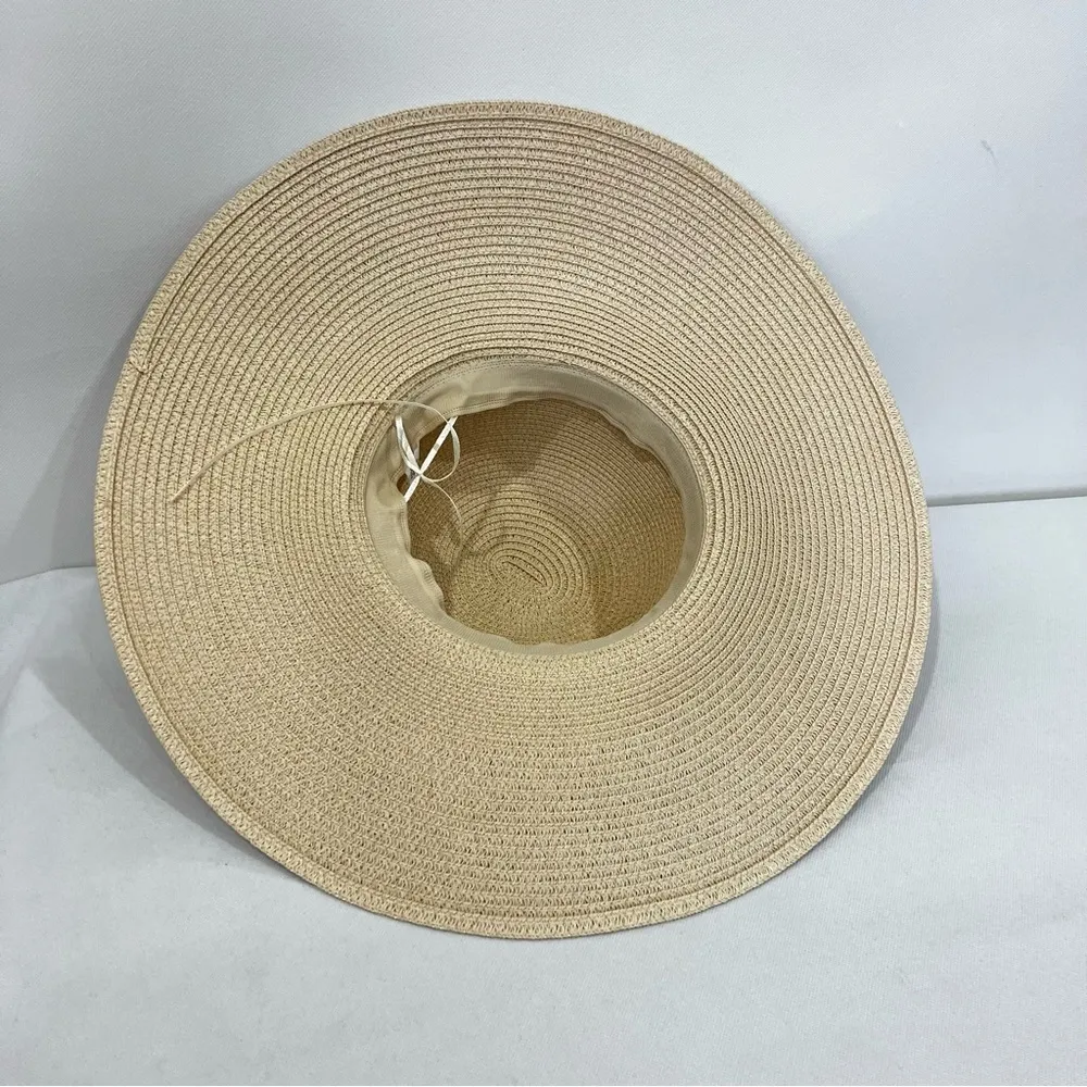 Sunhat Wide Brim Floppy Packable Tan Cream Beige - Image 5