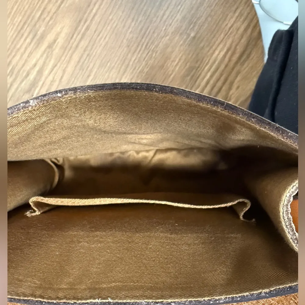 Lucky Brand Vtg Terra Cotta 100% CowHide Leather Horseshoe Purse Handbag - Image 8