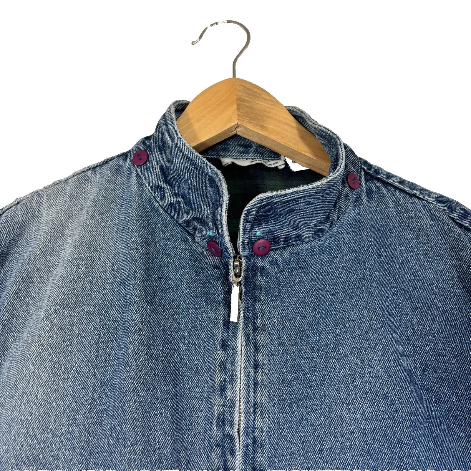 Vtg 90s North Style Denim Flannel Lined Jacket Chore Barn Medium Wash Women's L Blue Size L - Image 3