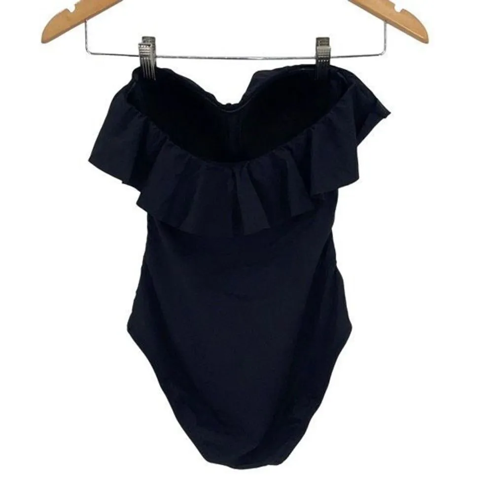 Bleu Rod Beattie Womens Ruffle Bandeau Wave Runner One-Piece Swimsuit Black Sz 4 - Image 4