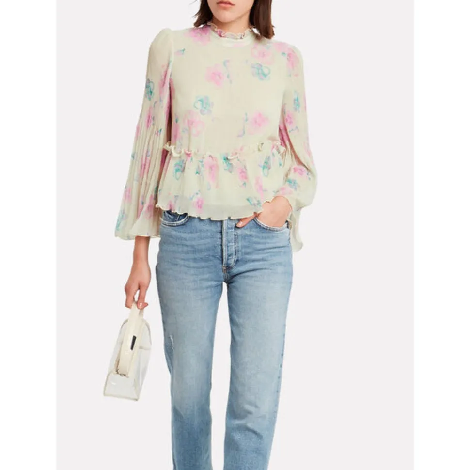GANNI Pleated Floral Blouse - Image 2