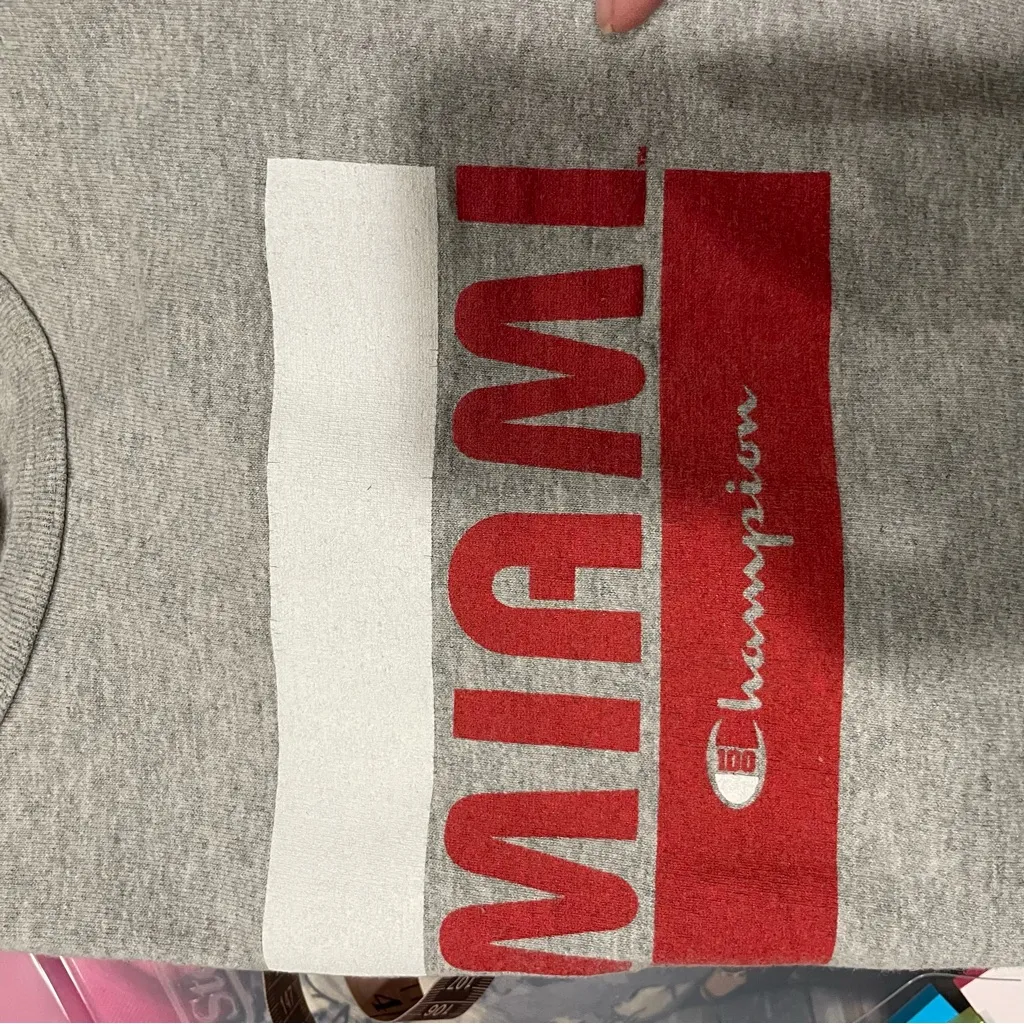 Champion gym gray classic soft Miami t-shirt vintage look small - Image 9
