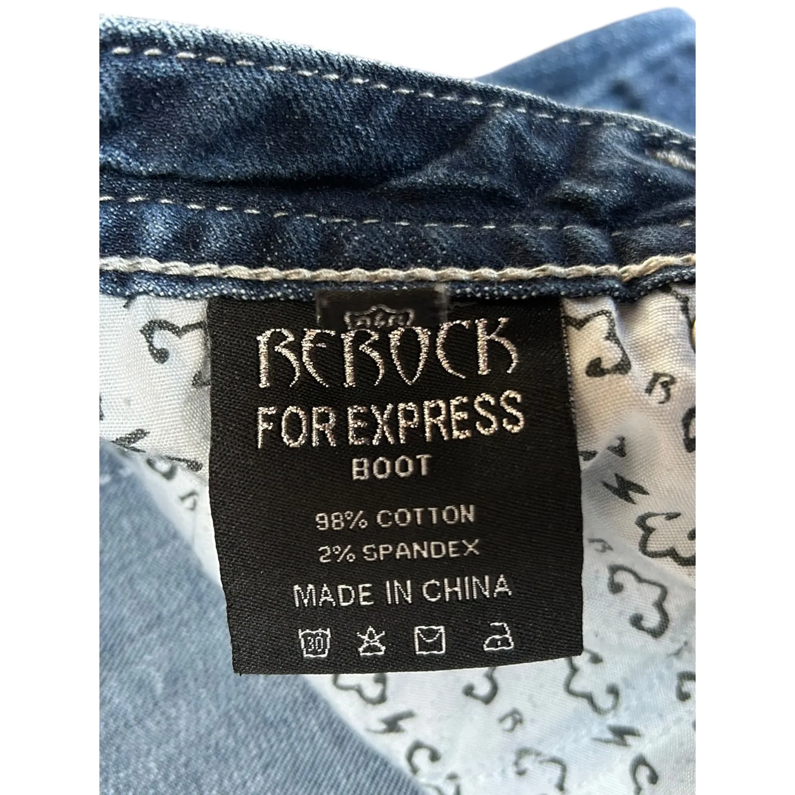 Rock For Express Y2K Jeans Womens Size 6R Boot Cut Dark Wash Denim Embellished Blue - Image 6