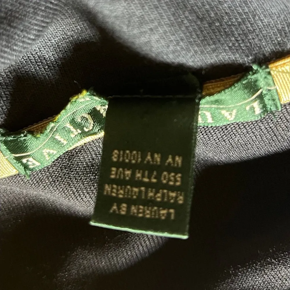 Lauren Ralph Lauren Active‎ Jacket Women's L Black Metallic Gold Crest Trim - Image 7