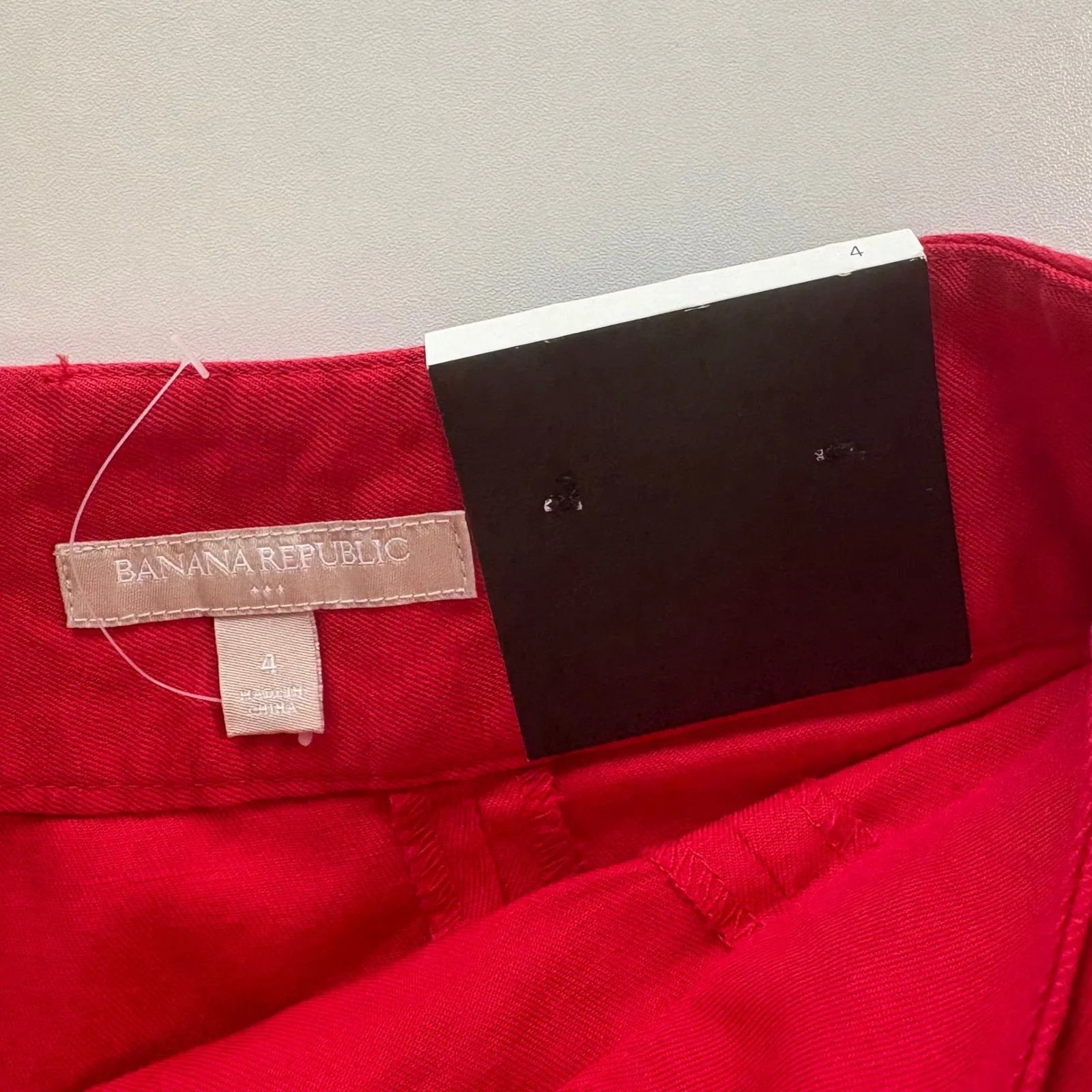 Banana Republic‎ Red Linen Blend Tie Waist Pencil Skirt Size 4 NWT - Image 4