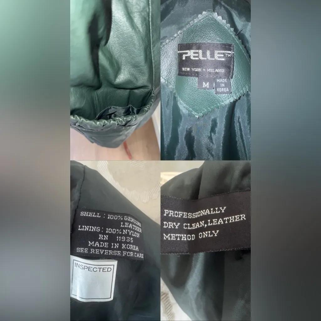 Vintage PELLE New York Milano Green Leather Women’s Coat Jacket - Image 15