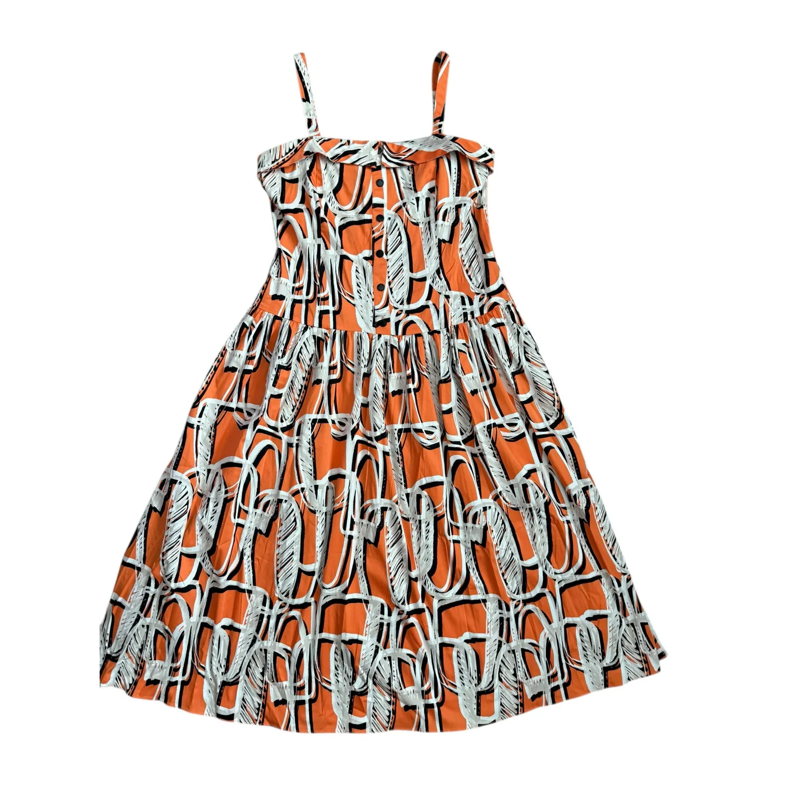 Karl Lagerfeld Paris Sleeveless Printed Square Neck Midi Dress Orange Size 12 - Image 4