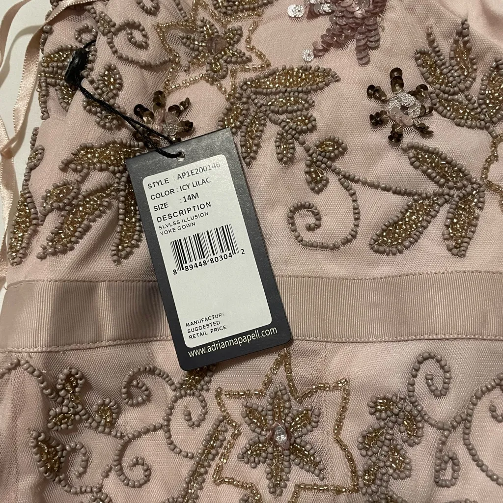 Adrianna Papell Icy Lilac Beaded Illusion Yoke Gown Formal Dress - Image 9