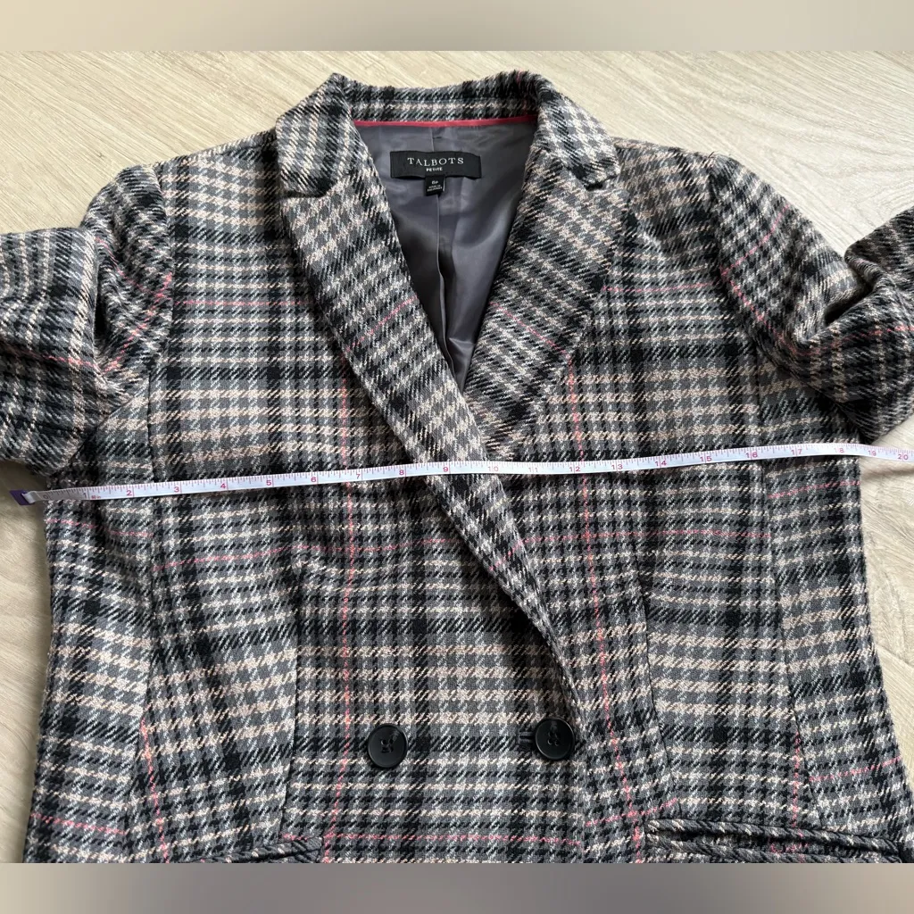 Talbots Double Breasted Bradwell Plaid Blazer Jacket | 6 Petite - Image 5