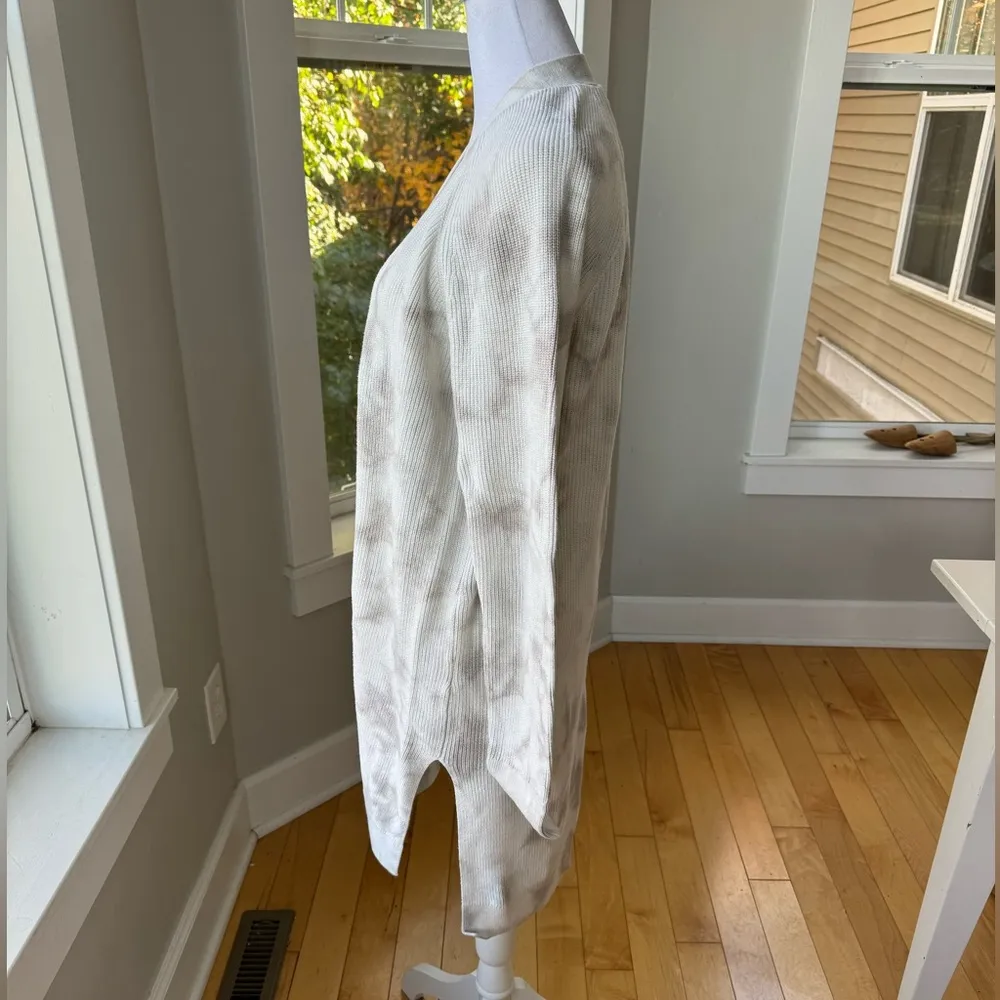 Abercrombie & Fitch White Gray Tie Dye Cotton Shaker Knit Long Duster Cardigan L - Image 2