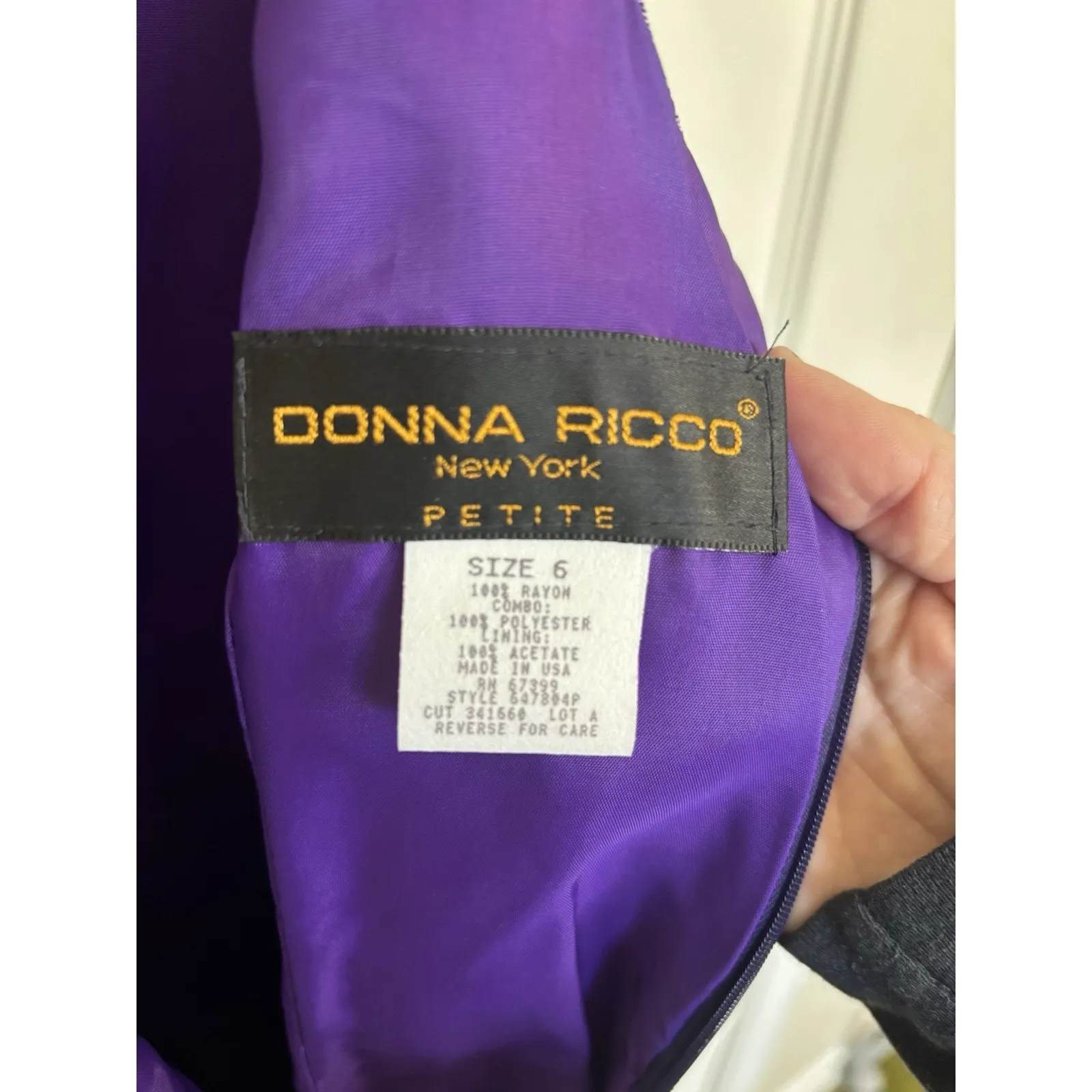 Vtg Velvet Purple Sleeveless Mini Dress Size 6 Bows Whimsigoth Coquette FLAW - Image 3