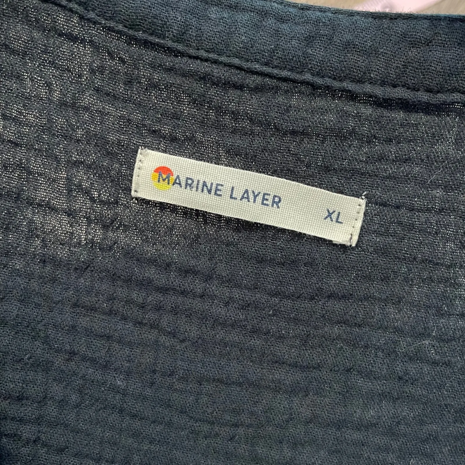 Marine Layer Top XL Black Button Down Blouse Long‎ Sleeve Gauze - Image 4