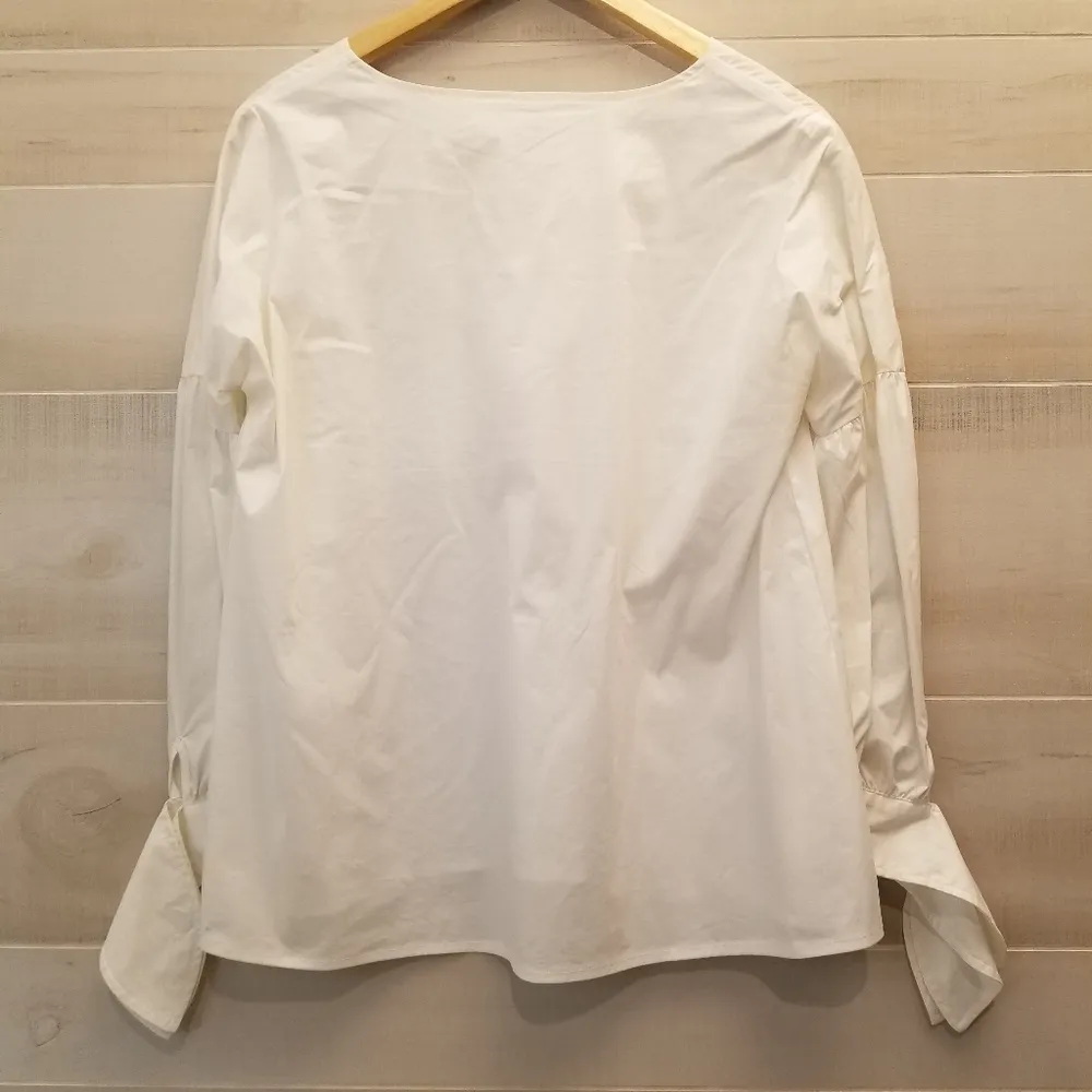 {XS} Vineyard Vines Women's Cross Front Bell Sleeve Blouse Tie Cuff - Image 3