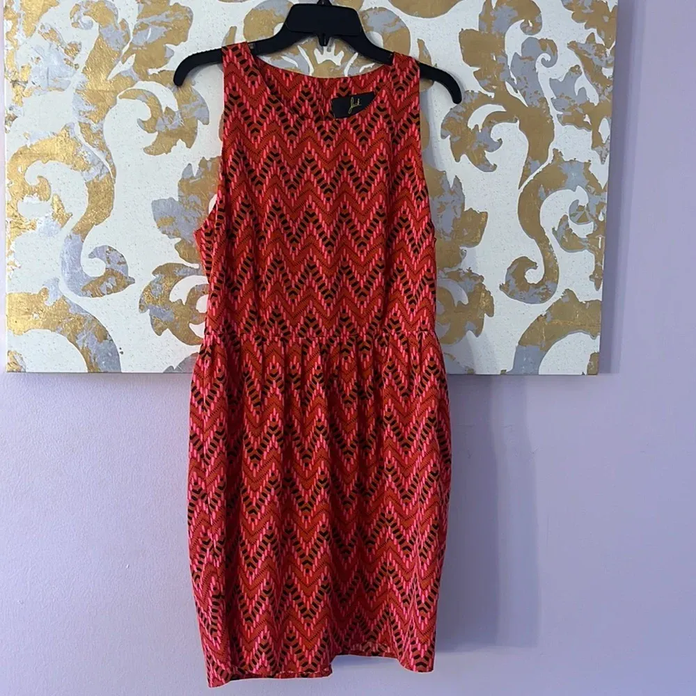 Jack B.B. Dakota Size Large Red Chevron Print Tank Dress - Image 9