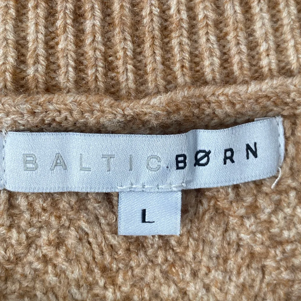 BALTIC BORN Ruffle Sleeve Cable Knit Sweater Top Womens Large Tan Flutter Preppy - Image 7