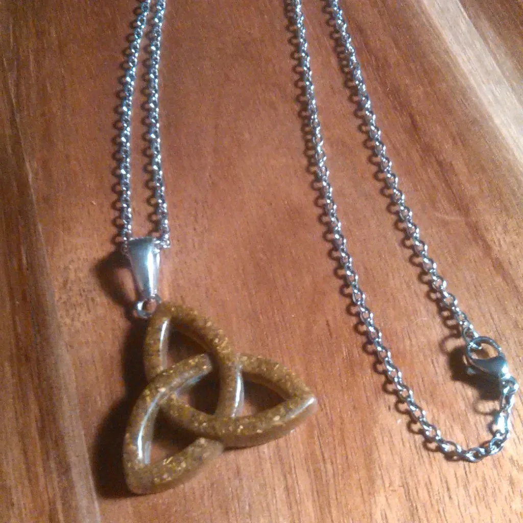 Trinity Knot Tiger's Eye Sterling Silver Pendant Stainless Steel Necklace - Image 2