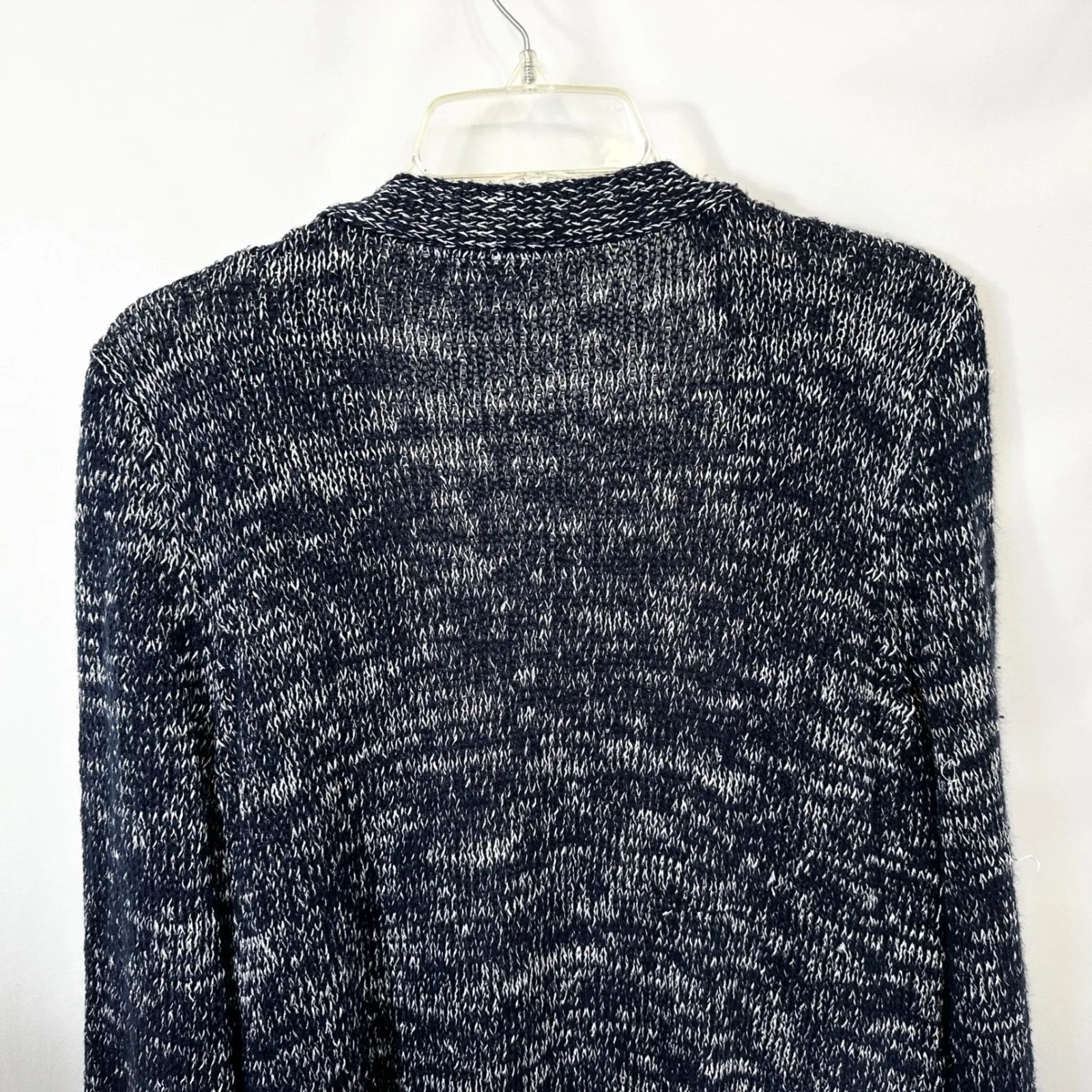 Kim Rogers XL Cardigan Blue White Marled Knit Sparkly Open Front Sweater 1733 - Image 8