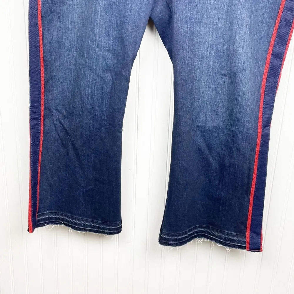 NEW Veronica Beard Jeans Carolyn Baby Boot in Midnight Red Stripe Plus Size 24 - Image 8