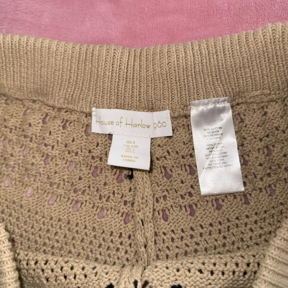 House of Harlow 1960 Open Knit Crochet Striped Size Large NWOT Black - Image 2