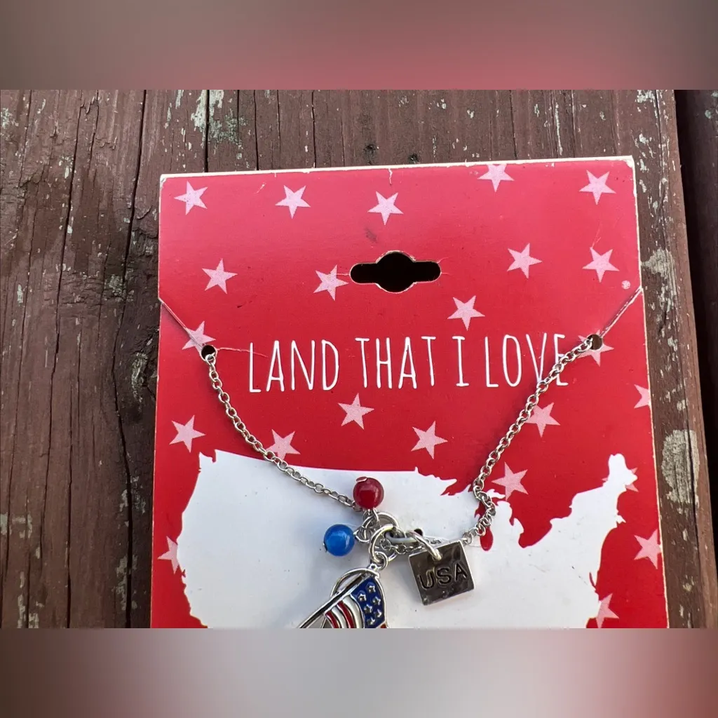 Land That I Love Fine Silver Plated American Flag Necklace,Patriotic USA, $60 - Image 7