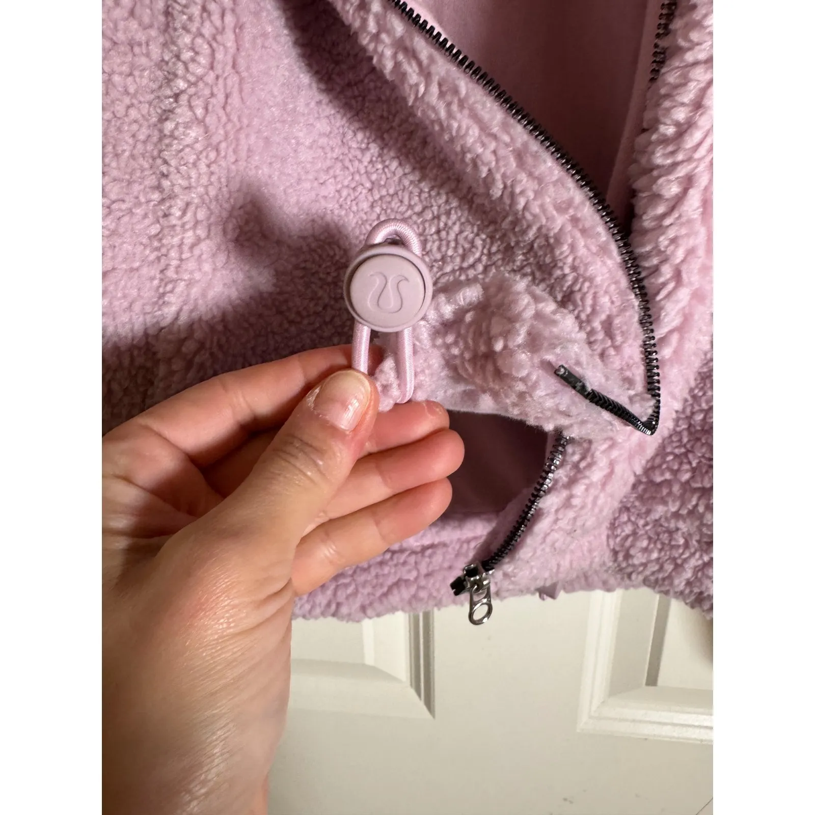 Rare lululemon Cinchable Fleece Zip-Up Jacket Pink Peony, 8 Cozy Teddy Sherpa - Image 7