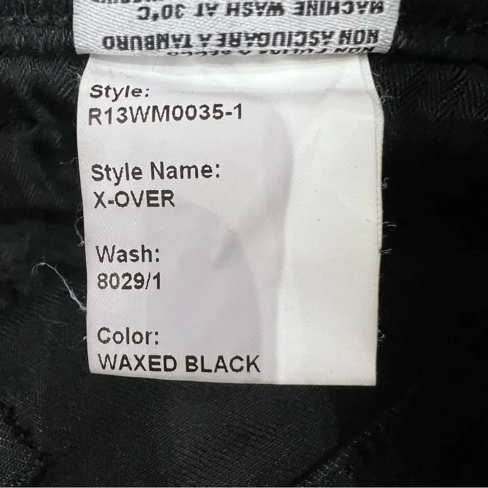R13 Black Waxed X-Over Jeans - Image 13