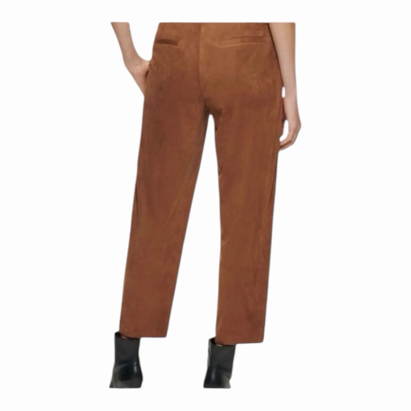 Calvin Klein Brown Faux Suede Cropped Pant Size 14 High Rise Straight Leg NWT - Image 3