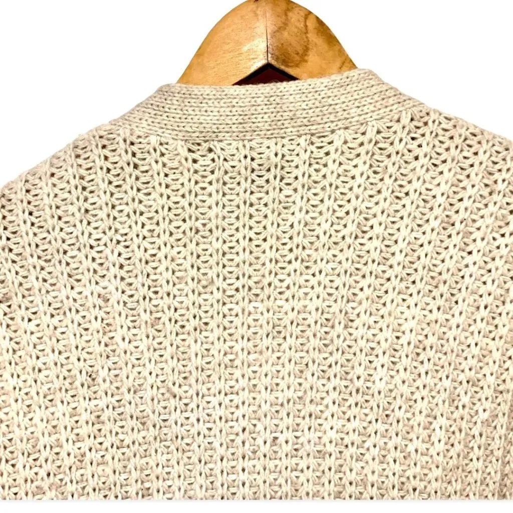 Banana Republic Italian Yarn Oversize Cardigan Sweater Cable Knit Beige Chunky S - Image 8