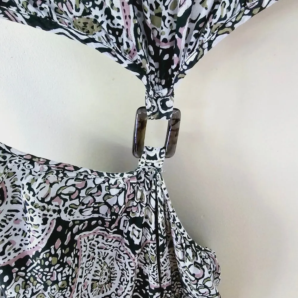 Cleobella Josephine Ankle Dress Midi Paisley Print Cut-Out Green Women's Size M - Image 8