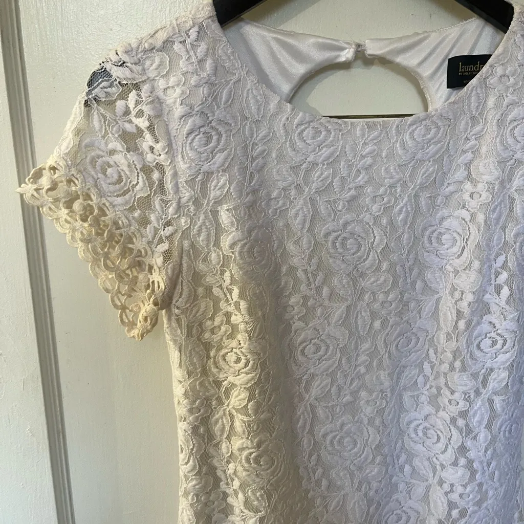 Laundry By Shelli Segal White Puff Sleeve Sheath Dress - Image 3