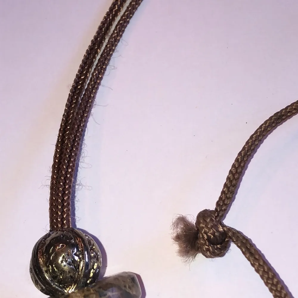 Vintage Neutral Tone Tan Brown Huge Wood? Donut Pendant Boho Necklace - Image 8