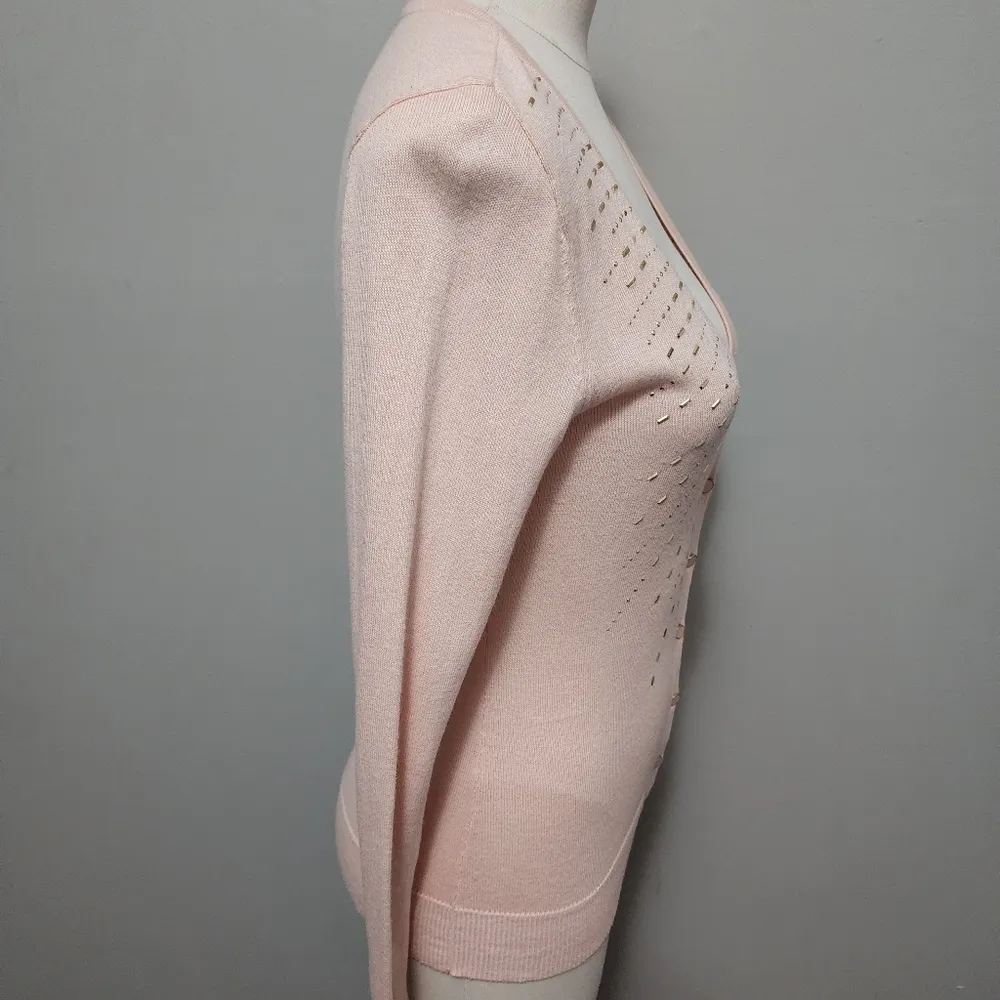 NY&CO pastel peach beaded long sleeve cardigan size xs - Image 3