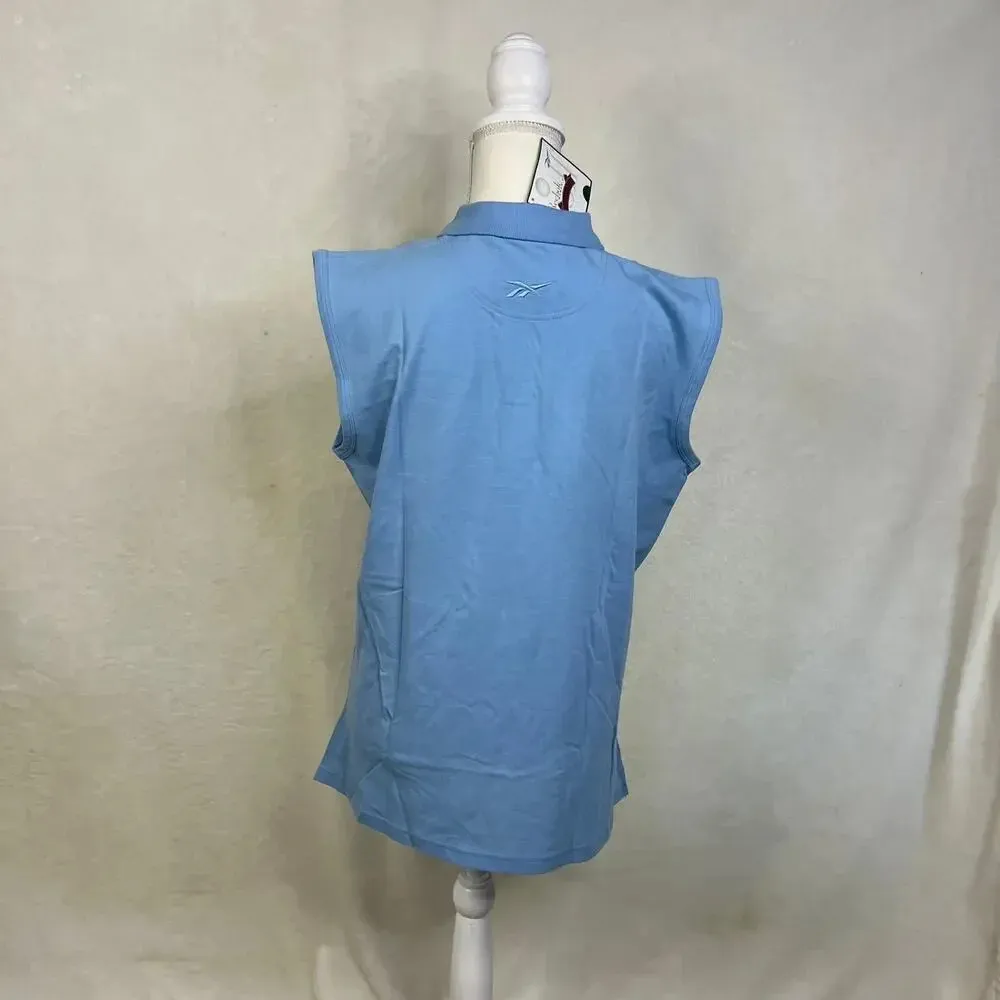NWT Vintage Reebok Women's Club Size Large Blue Sleeveless Golf Polo‎ Shirt - Image 5