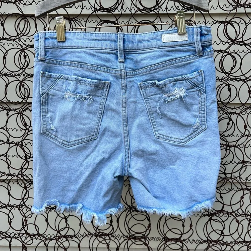 Women’s buckle black fit number 53 faded distressed cut off fray hem Jean shorts - Image 2