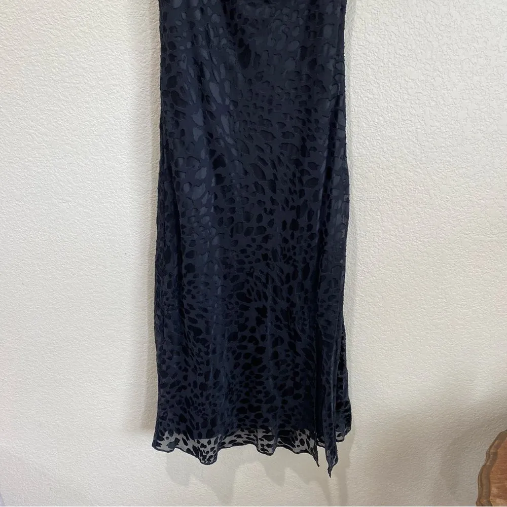 GOOD AMERICAN Velvet Burnout Dress Black Leopard Asymmetric Cowl Size 2 Medium - Image 7