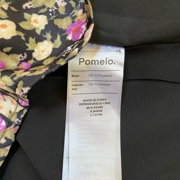 Pomelo Romantic Square Neck Puff Sleeve Mini Dress Black Purple Dainty Floral - Image 5