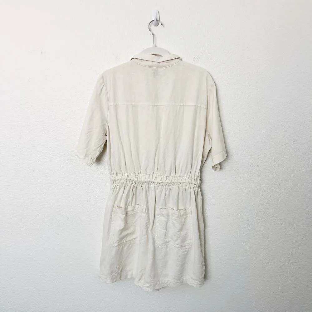 [Universal Thread] Cream Short Sleeve Boilersuit Tie Waist Romper Size Medium M - Image 3