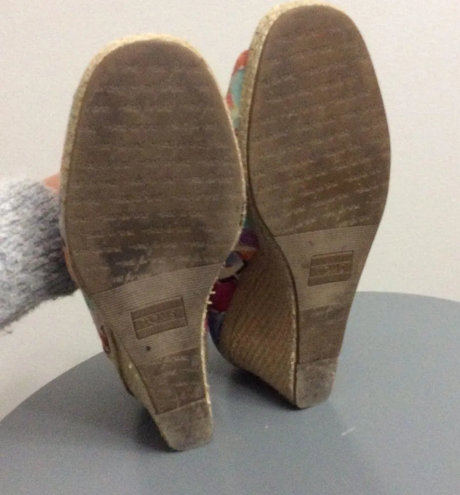 Toms Floral Canvas Peek Toe Wedges - Image 7