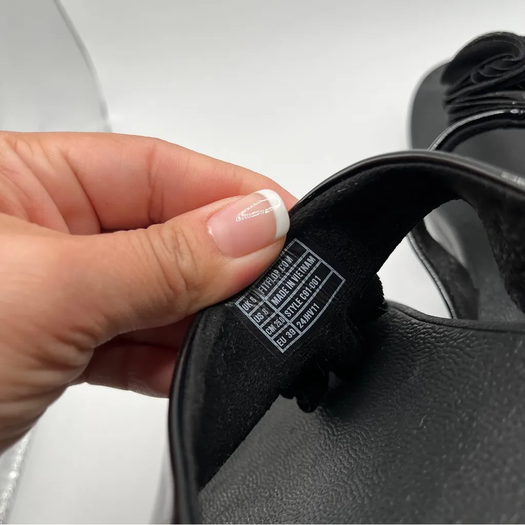 EUC FitFlop Florrie Toe-Post Sandals size 8 black comfort slip on orthopedic - Image 7