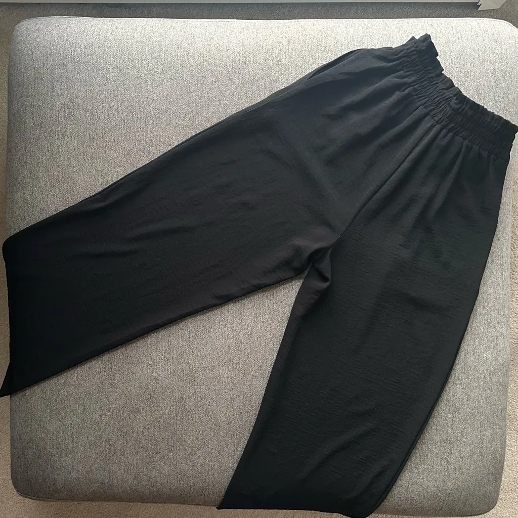 Women’s Casual Wide Leg Cinch Waist Trouser Pants Small - Image 7