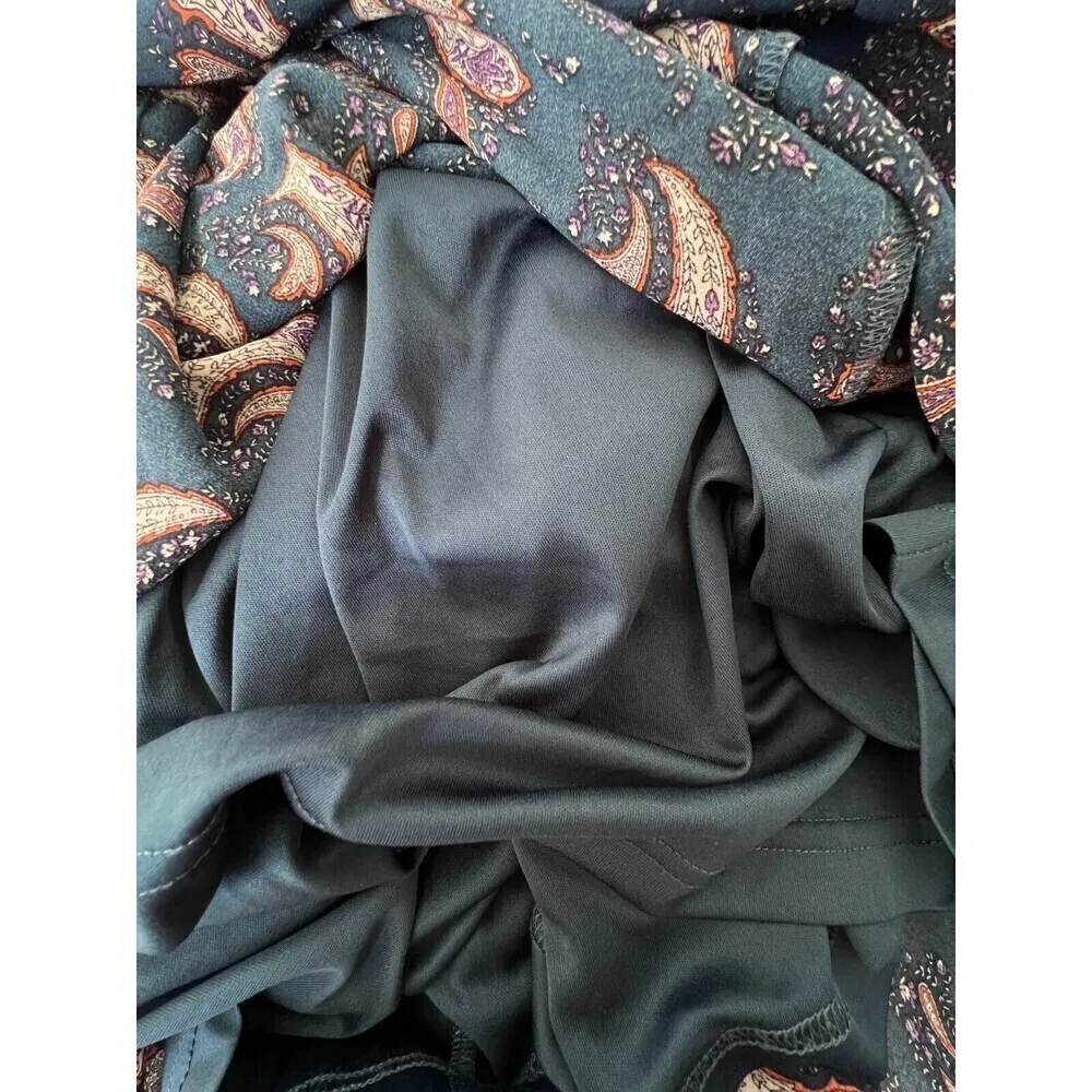 DR2 Bohemian long sleeve blue navy country native chic midi womens dress sz XS - Image 12