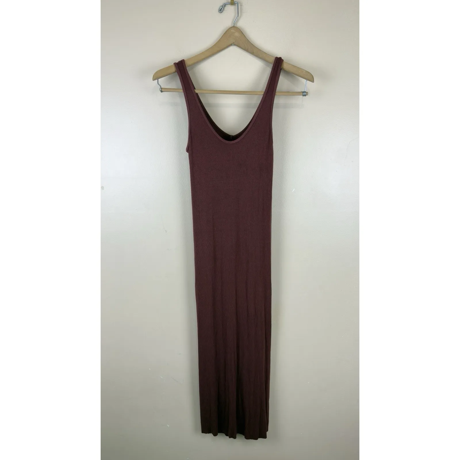 Enza Costa Women’s Ribbed Midi Dress Bodycon, Size S, Color Brown - Image 3