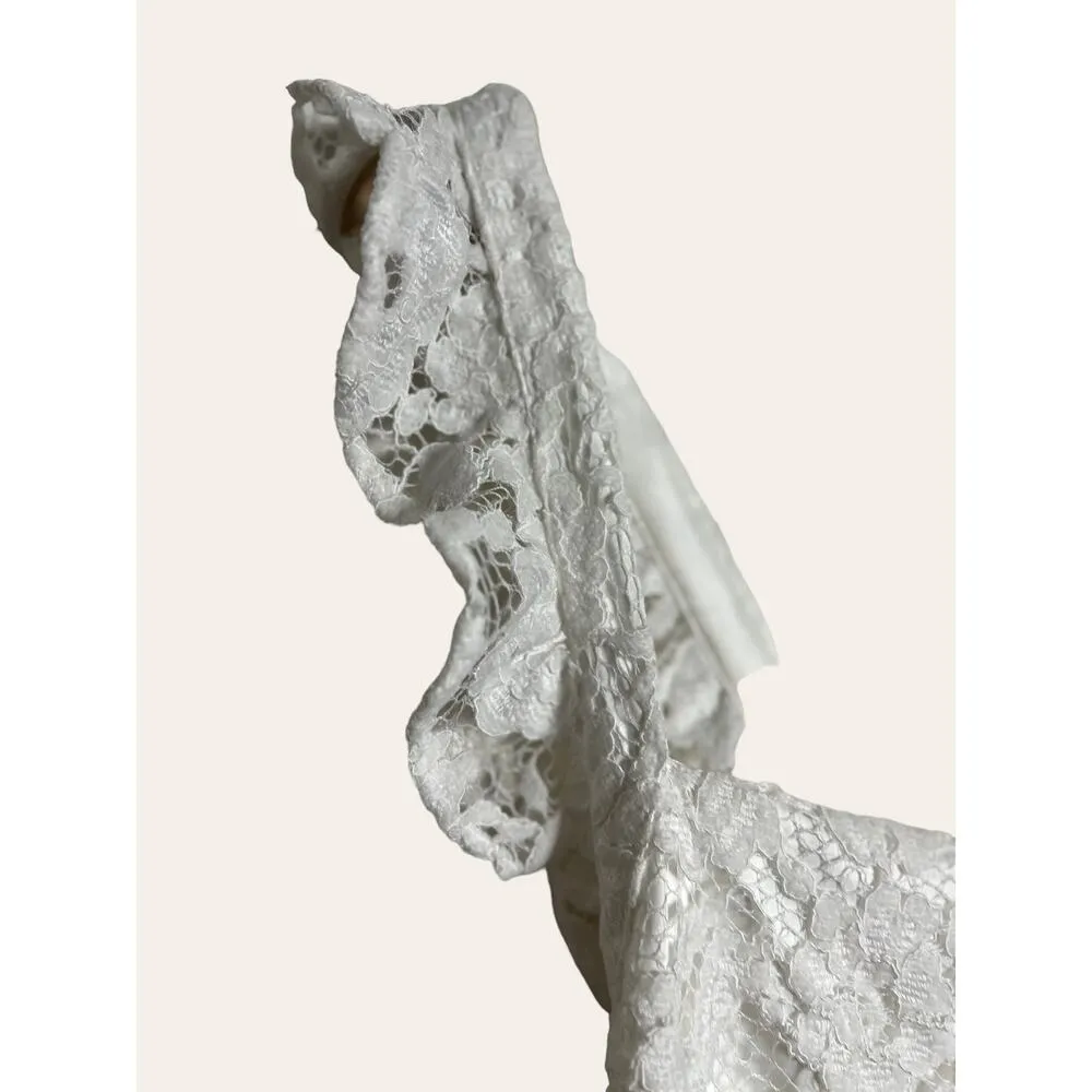 LIKELY White Lace Hara Flounce Hem Ruffled Square Neck Bridal Midi Dress Size 6 - Image 5