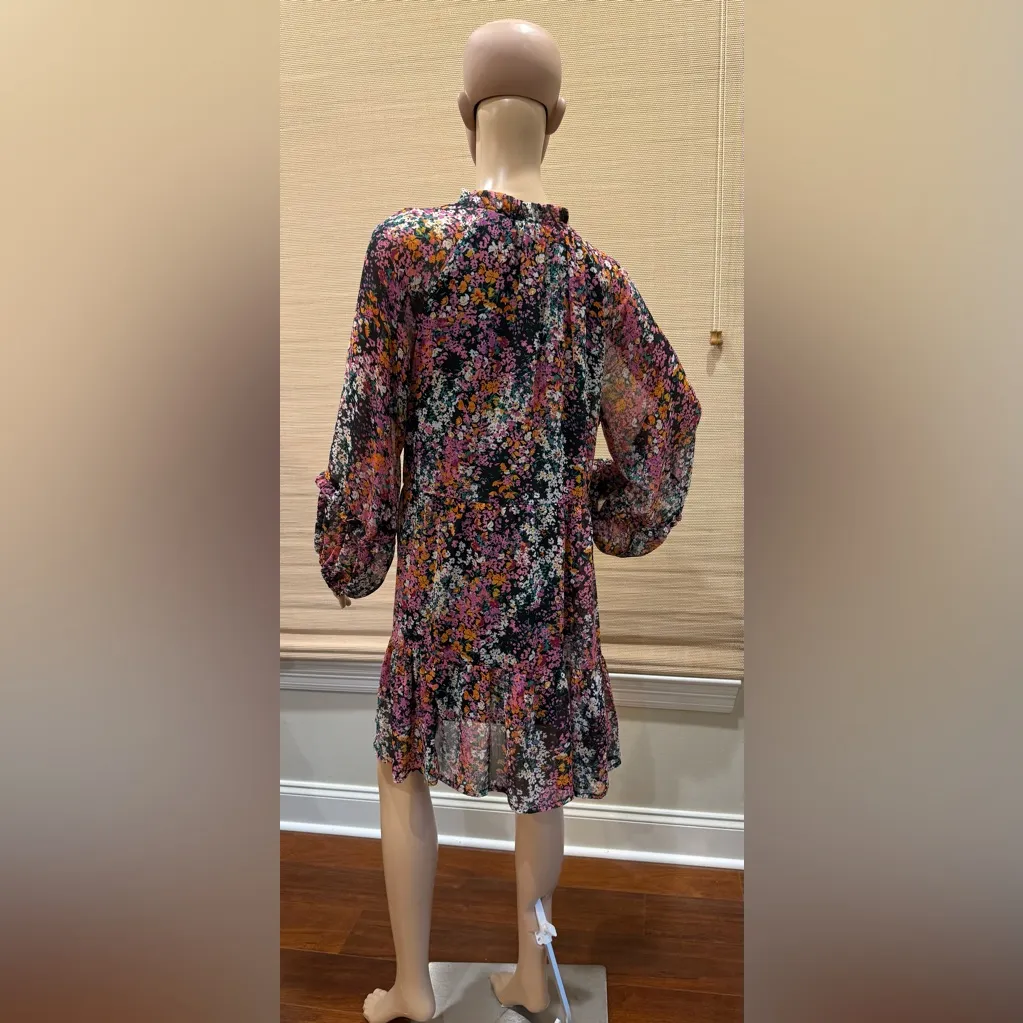 Vince Camuto Multicolor Floral Long Sheer Sleeve Dress - Image 3