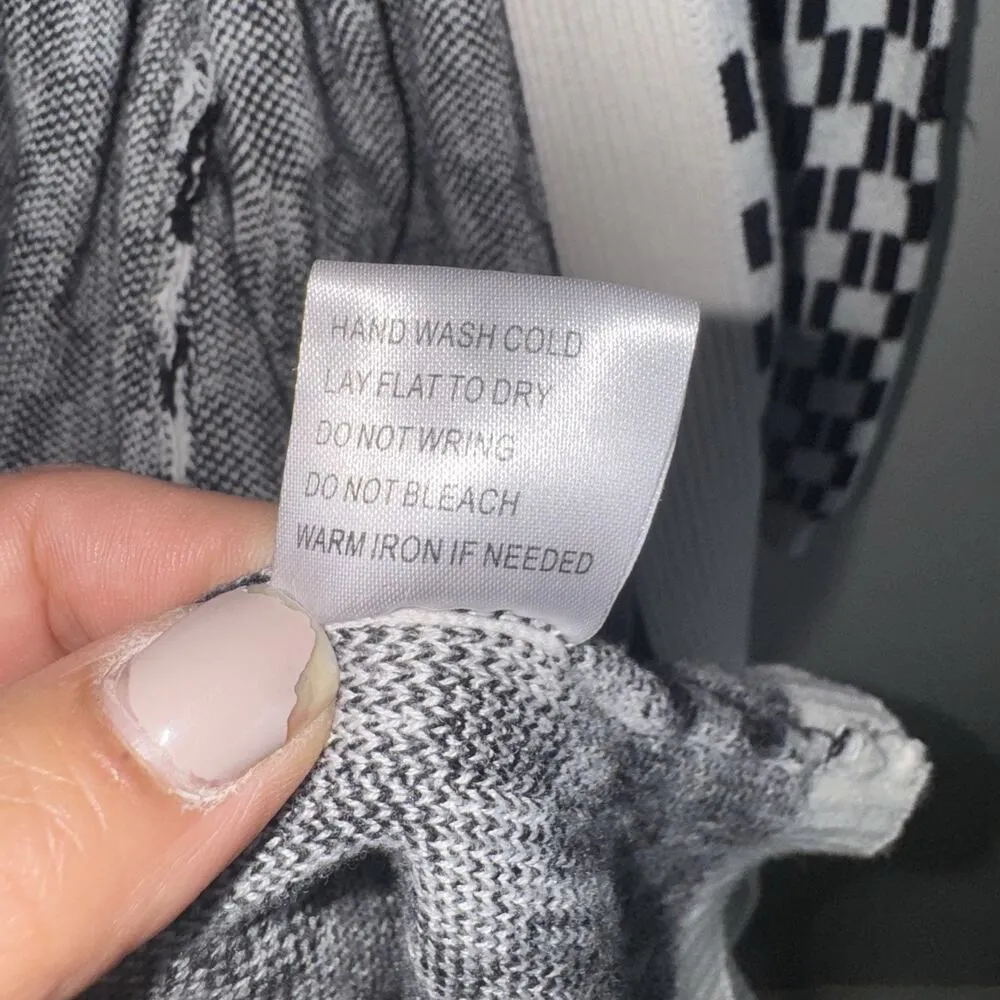 Belldini Open Cardigan Woman’s Size M Black White Checkered Long Sleeve Pockets Size M - Image 8