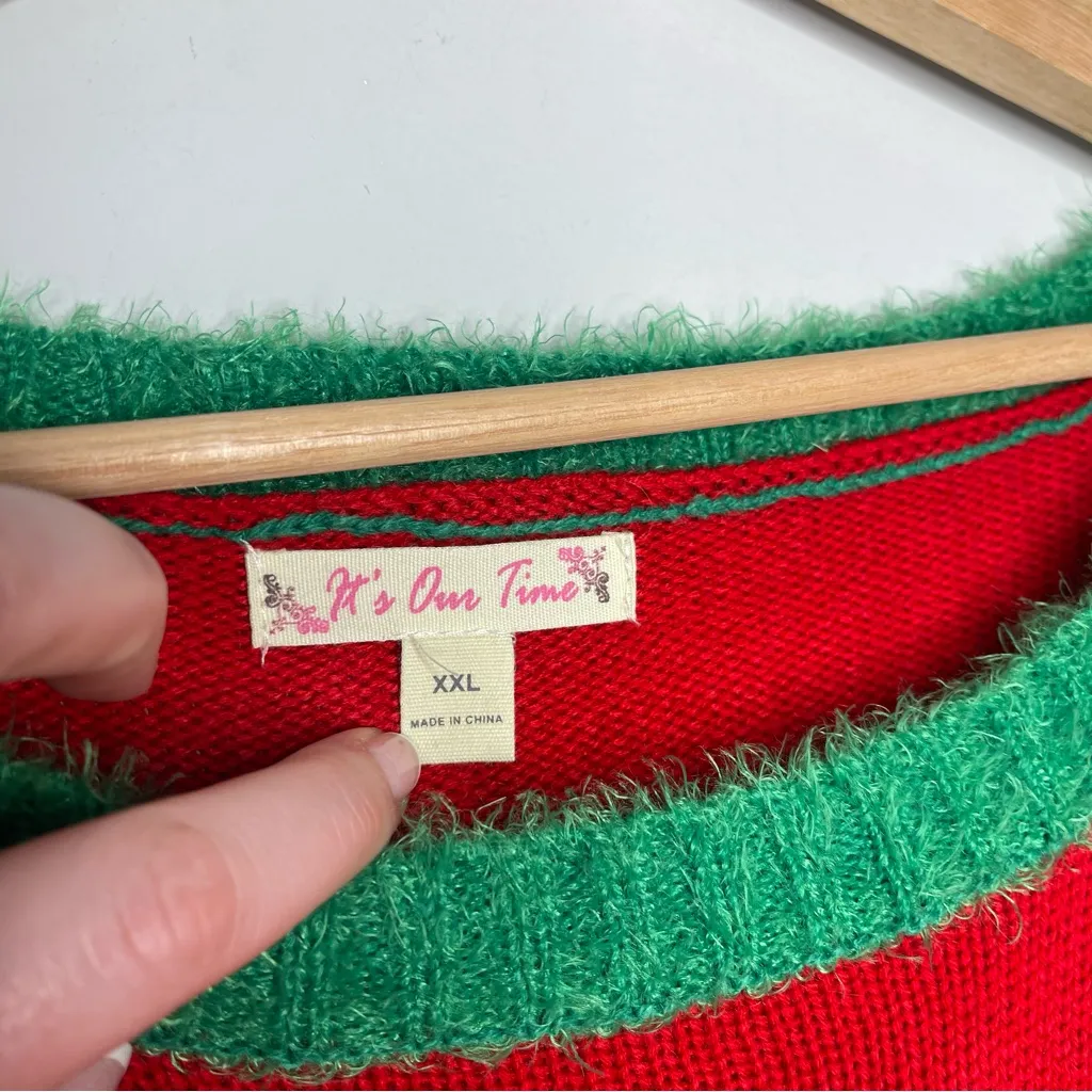 It’s Our Time Red Llama Ugly Christmas Sweater (2X-Large) - Image 5